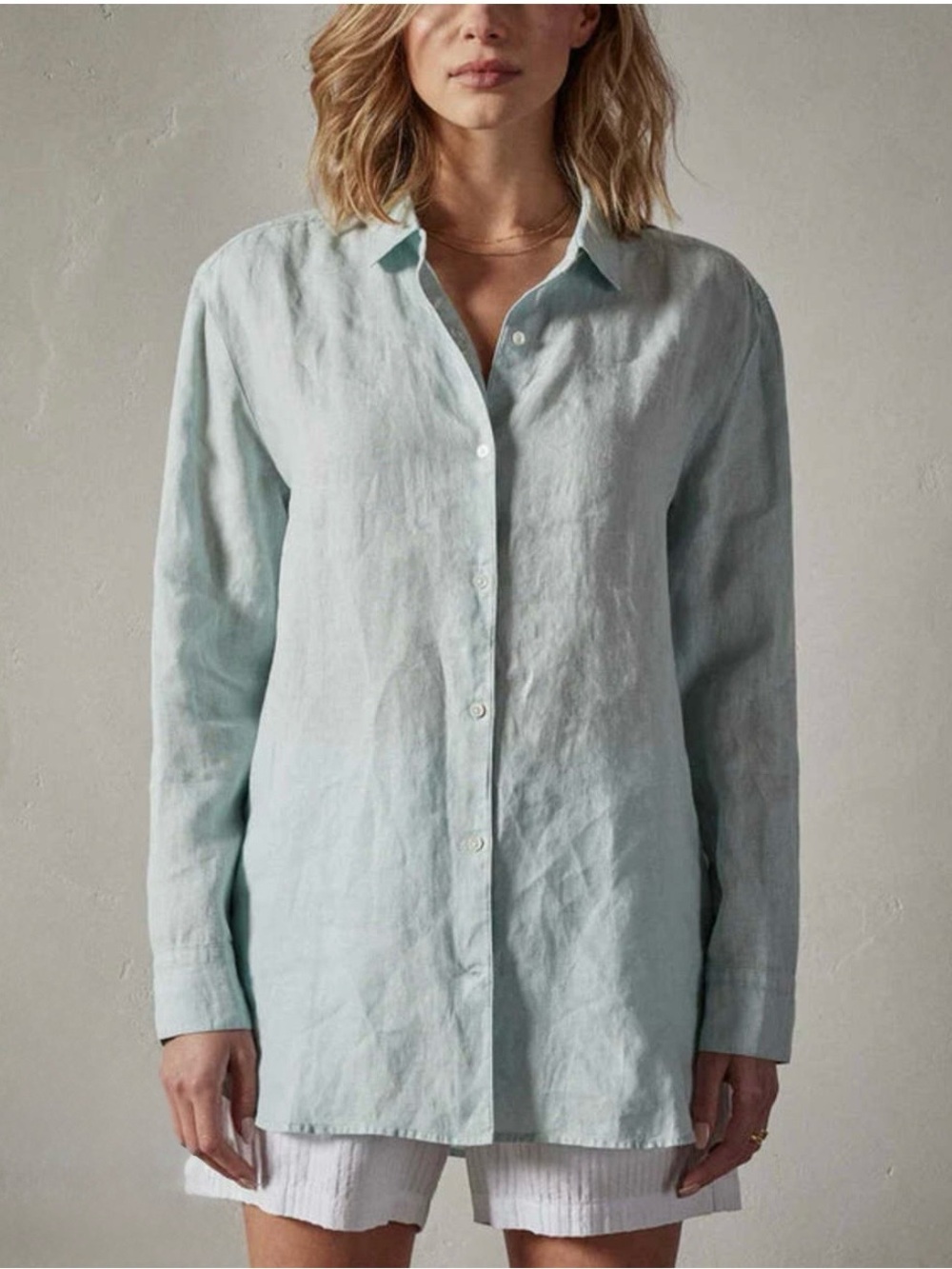 James Perse White Linen Top - White